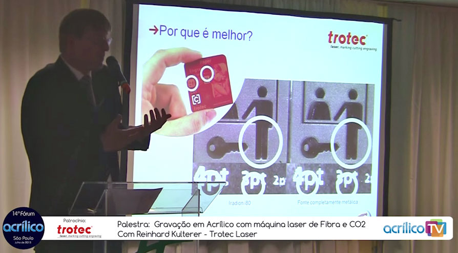 Gravação em Acrílico com máquina laser de Fibra e CO2 – 14º Fórum Acrílico